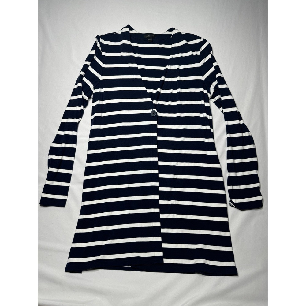 J. Jill Cardigan‎ Womens S Wearever Collection Single Button Nautical Navy/White